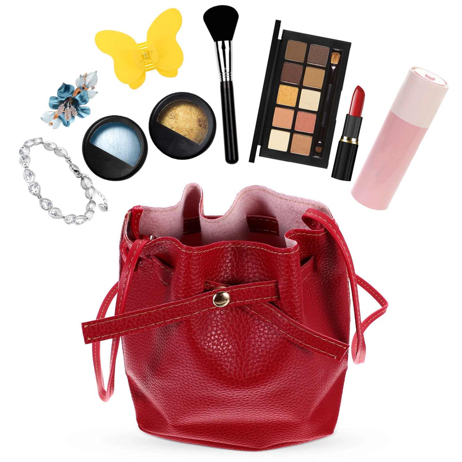 Bucket Bag Women Drawstring Shoulder Handbag Crossbody Bag for Shopping Traveling