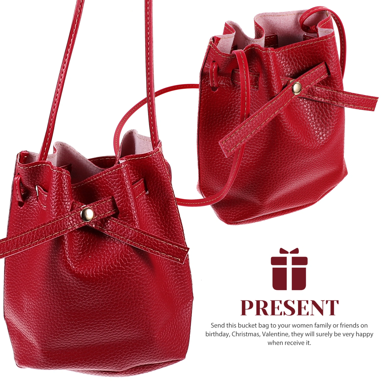Bucket Bag Women Drawstring Shoulder Handbag Crossbody Bag for Shopping Traveling