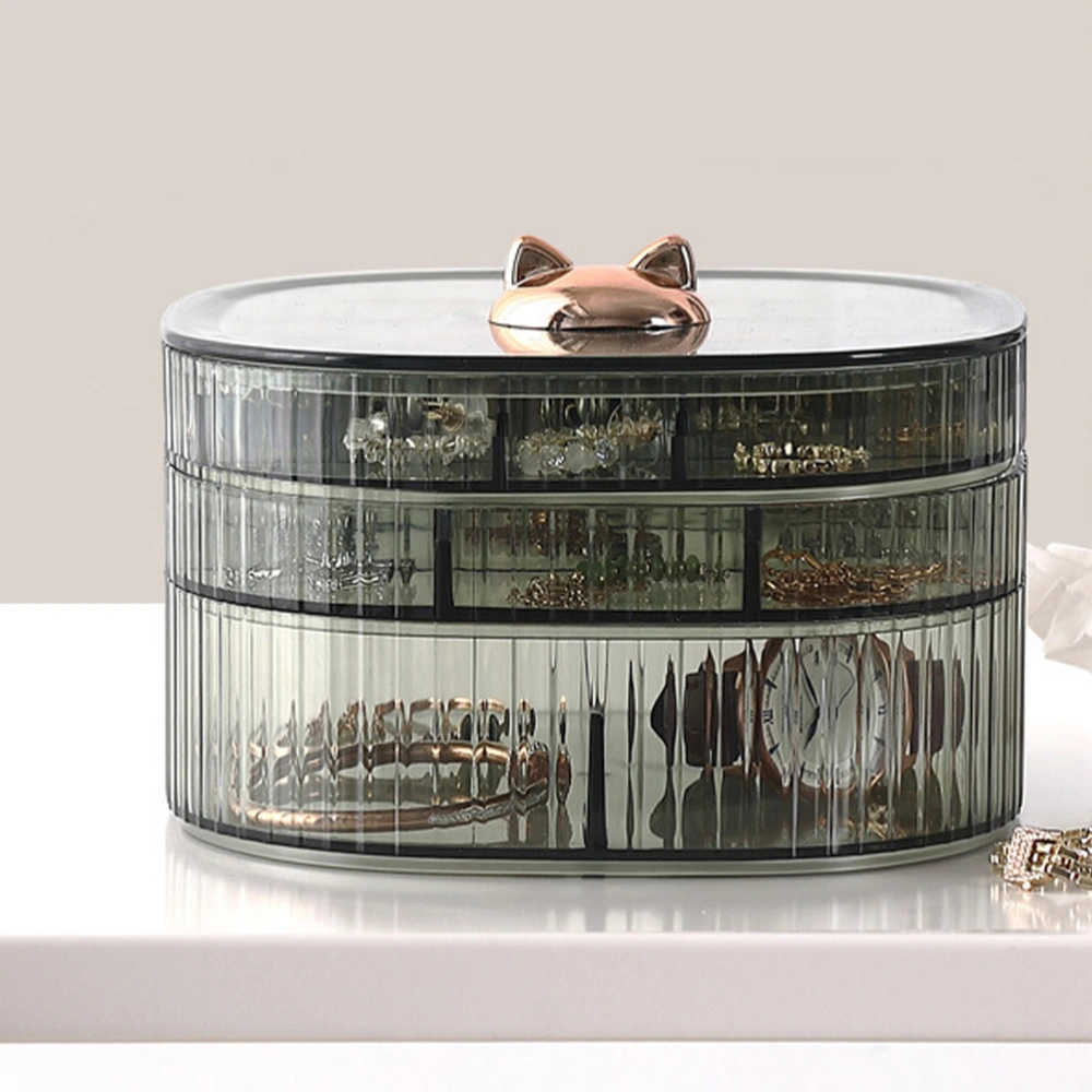 Dressing Table Jewelry Storage Container 3-layer Multi-grid Earring Ring Box