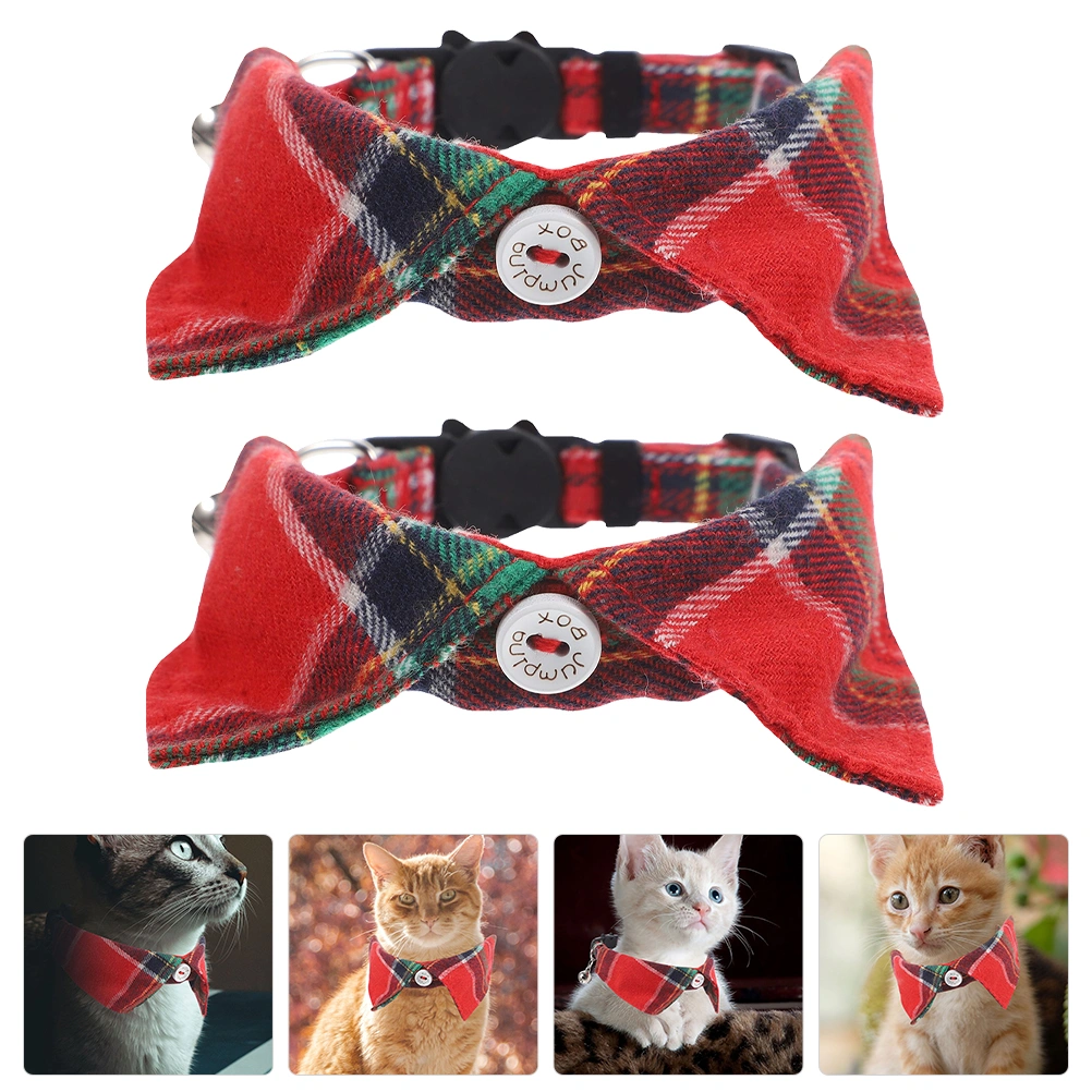 2pcs Cat Collar Cute Cat Collar with Bell Adjustable Safety Pet Cat Collar Decor