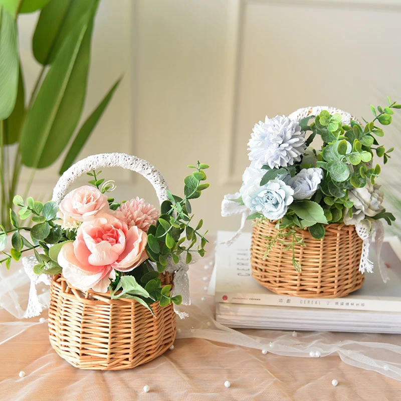 2pcs Flower Basket Woven Wedding Flower Basket Flower Arrangement Basket Home Decor