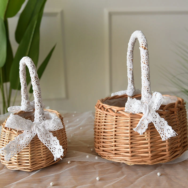 2pcs Flower Basket Woven Wedding Flower Basket Flower Arrangement Basket Home Decor