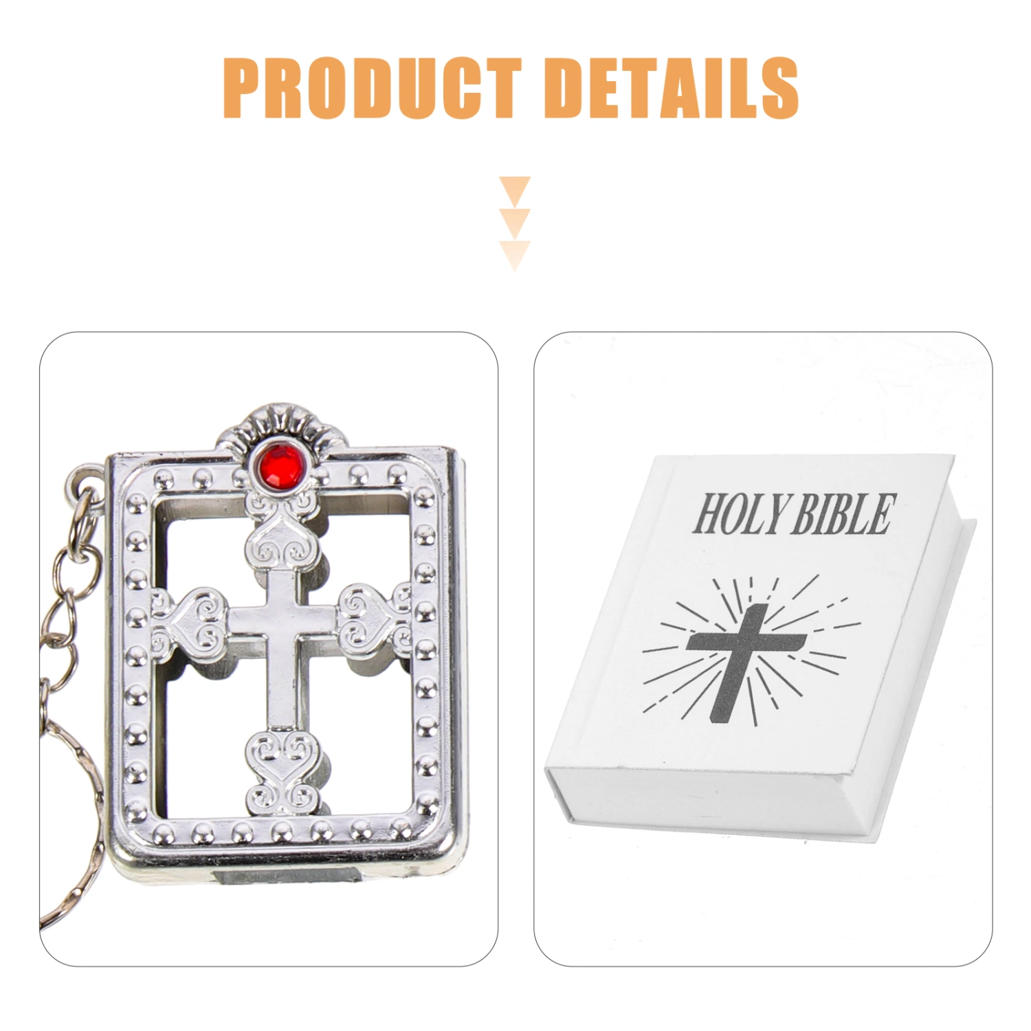 12Pcs Decorative Metal Key Ring Paper Bible Book Keychains Handbag Pendants