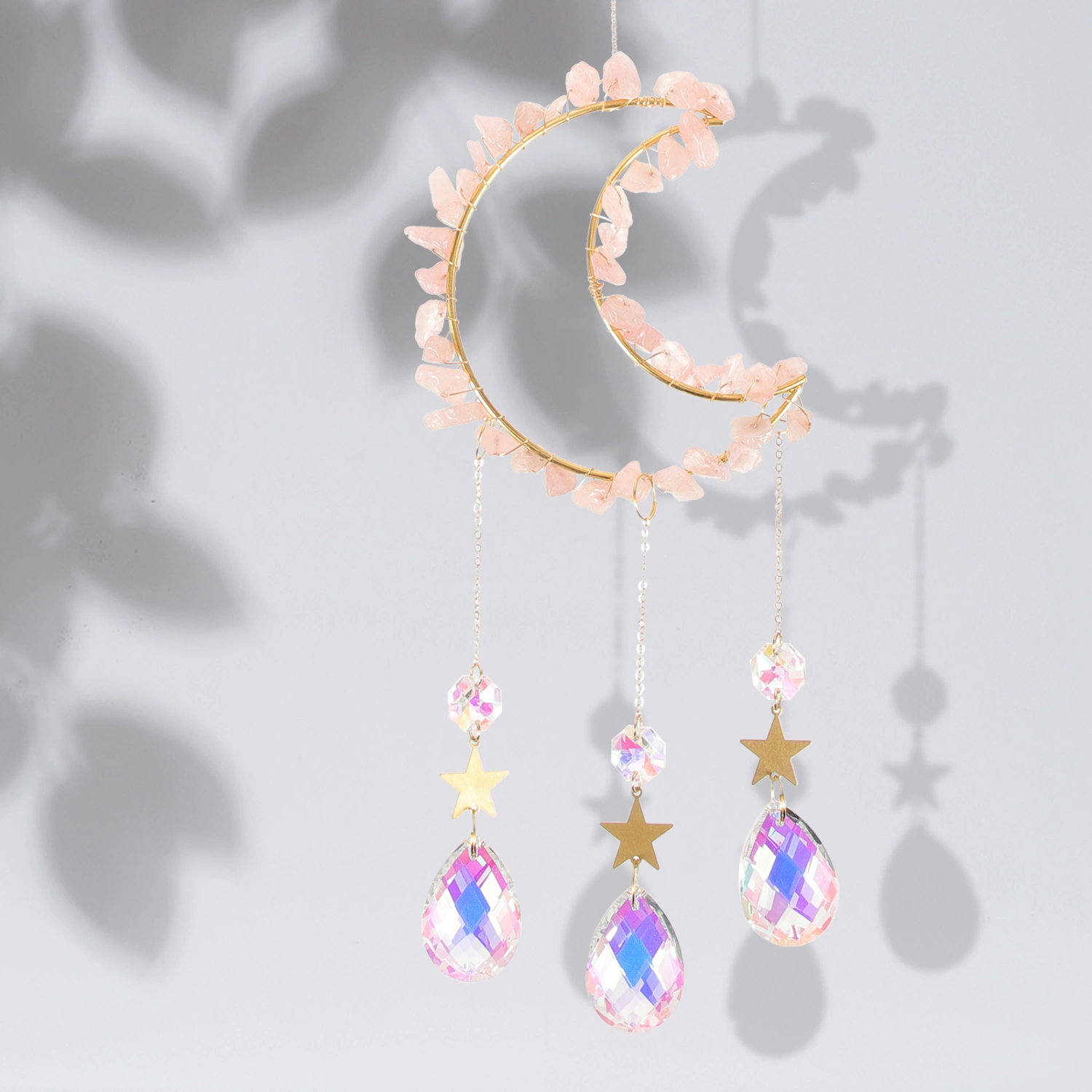 Gravel Glass Suncatcher Window Moon Wall Decor Window Moon Shaped Ornament