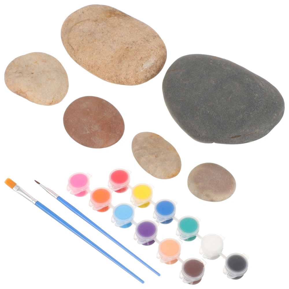 1 Set of DIY Craft Stones Pigments Painting Brushes Multi-Function Painting Rock Pebbles Rock Painting Supplies