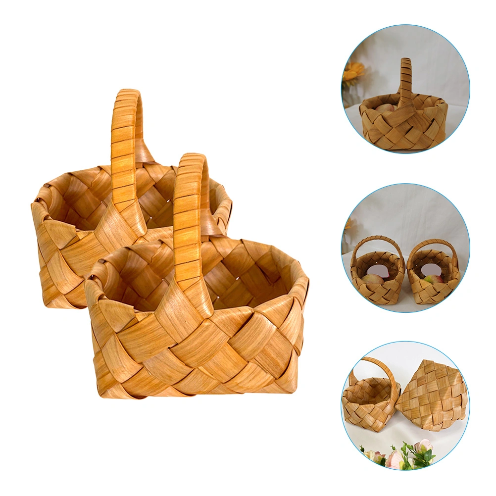 2pcs Hand Woven Flower Baskets Flower Gift Basket Flower Arragement Baskets
