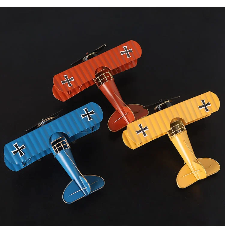 Retro Airplane Model Vintage Decorative Aircraft Desktop Metal Craft Plane Ornament