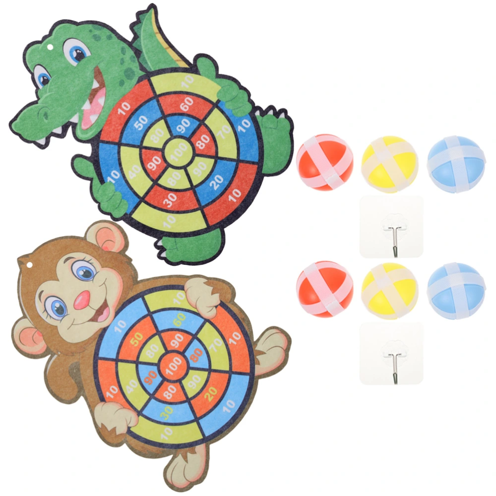 2 Sets Kids Dart Board Game Sticky Balls Indoor Dart Board Game Cartoon Dart Board Game