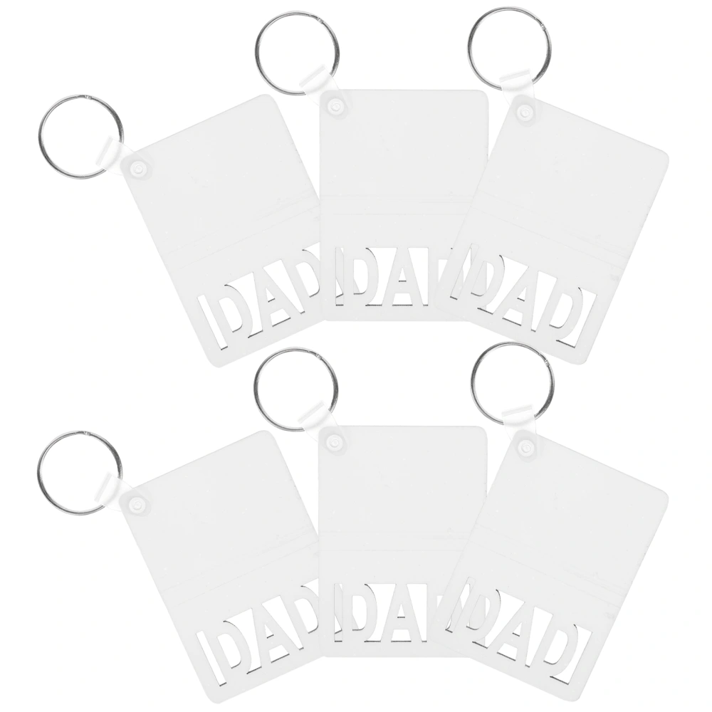 6 pcs Sublimation Blank Keychain DIY Heat Transfer Keyring Sublimation Key ring for Decor (Dad)