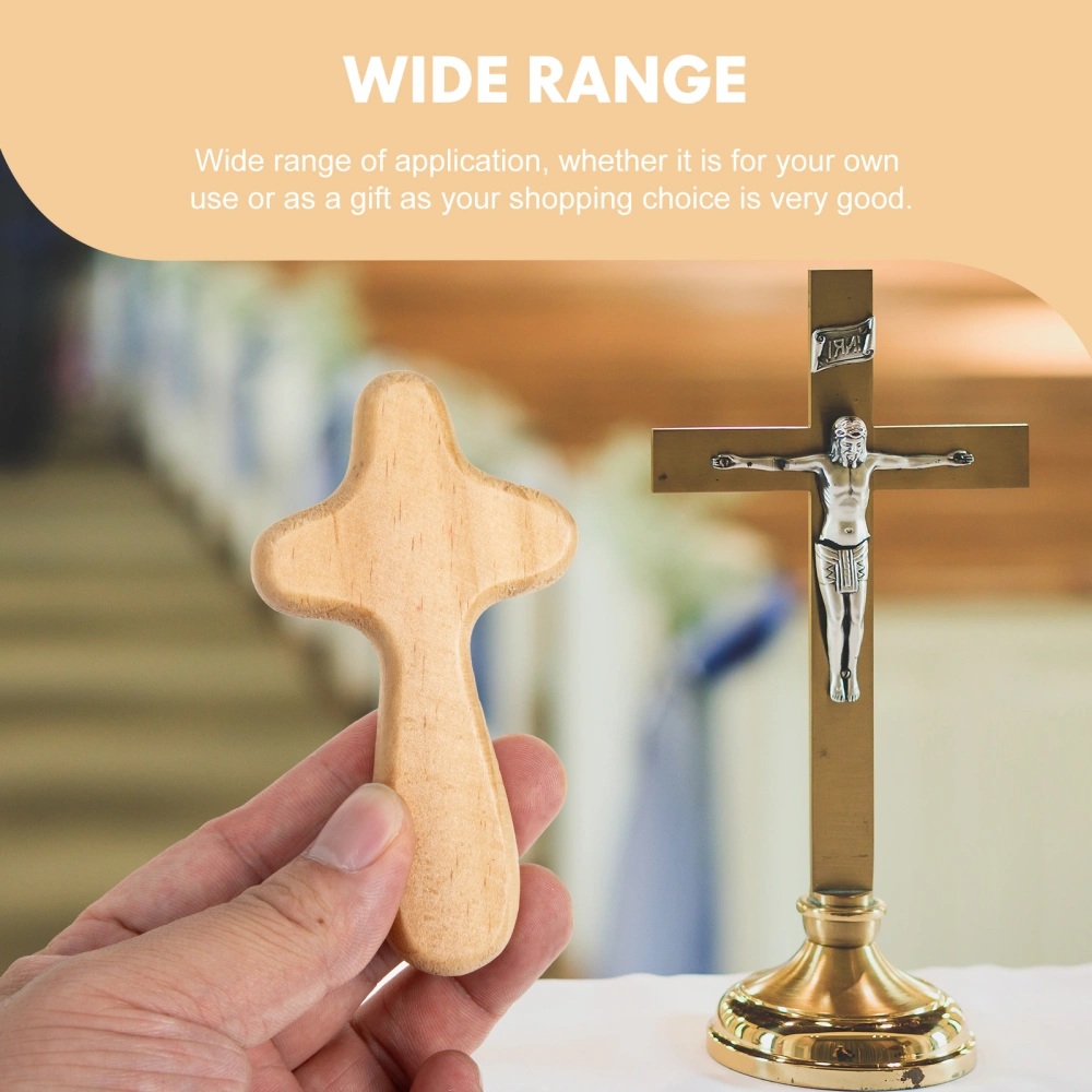 4pcs Christian Wooden Cross Decor Wood Cross Crafts Cross Desktop Ornament Cross Decoration