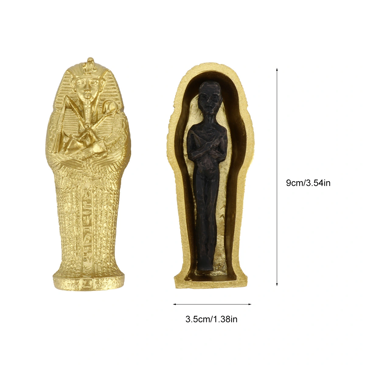 2pcs Resin Halloween Miniature Coffin Mummy Ornaments Micro Landscaping Coffin Box
