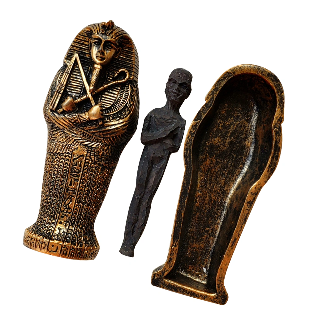 2pcs Resin Halloween Miniature Coffin Mummy Ornaments Micro Landscaping Coffin Box