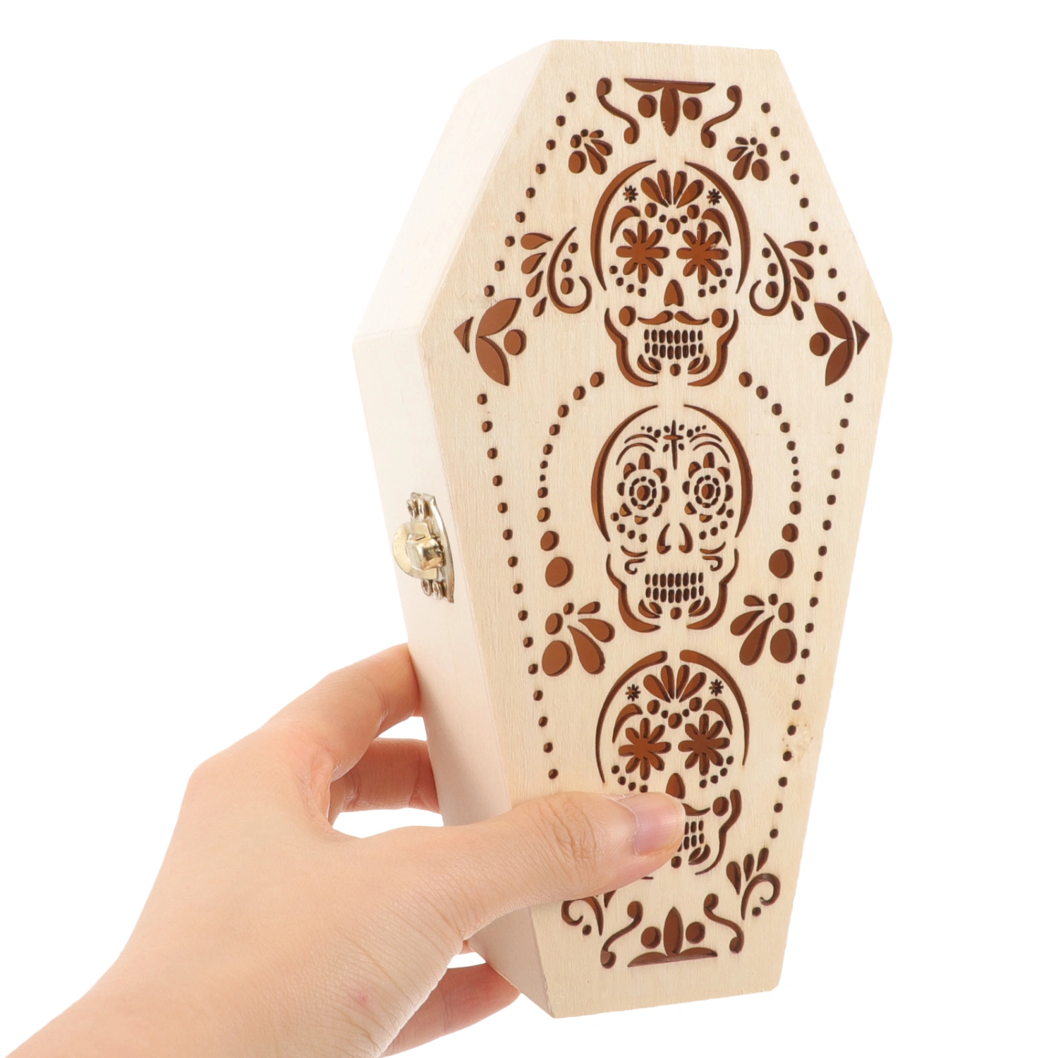 Small Coffin Wooden Box Halloween Treat Box Party Favor Multi-functional Wooden Coffin Box