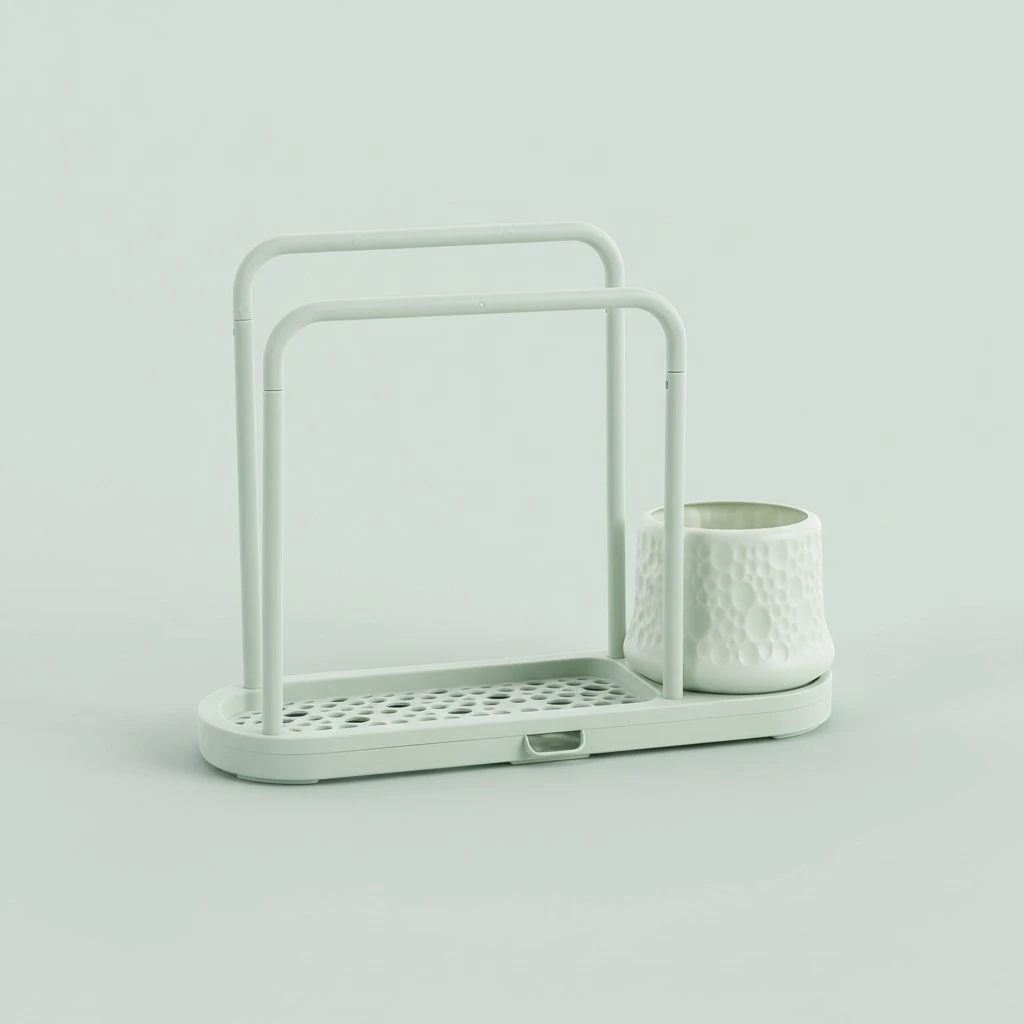 Kitchen Towel Rack Sponge Rag Holder with Cup Dish Cloth Drain Rack Kitchen Supply