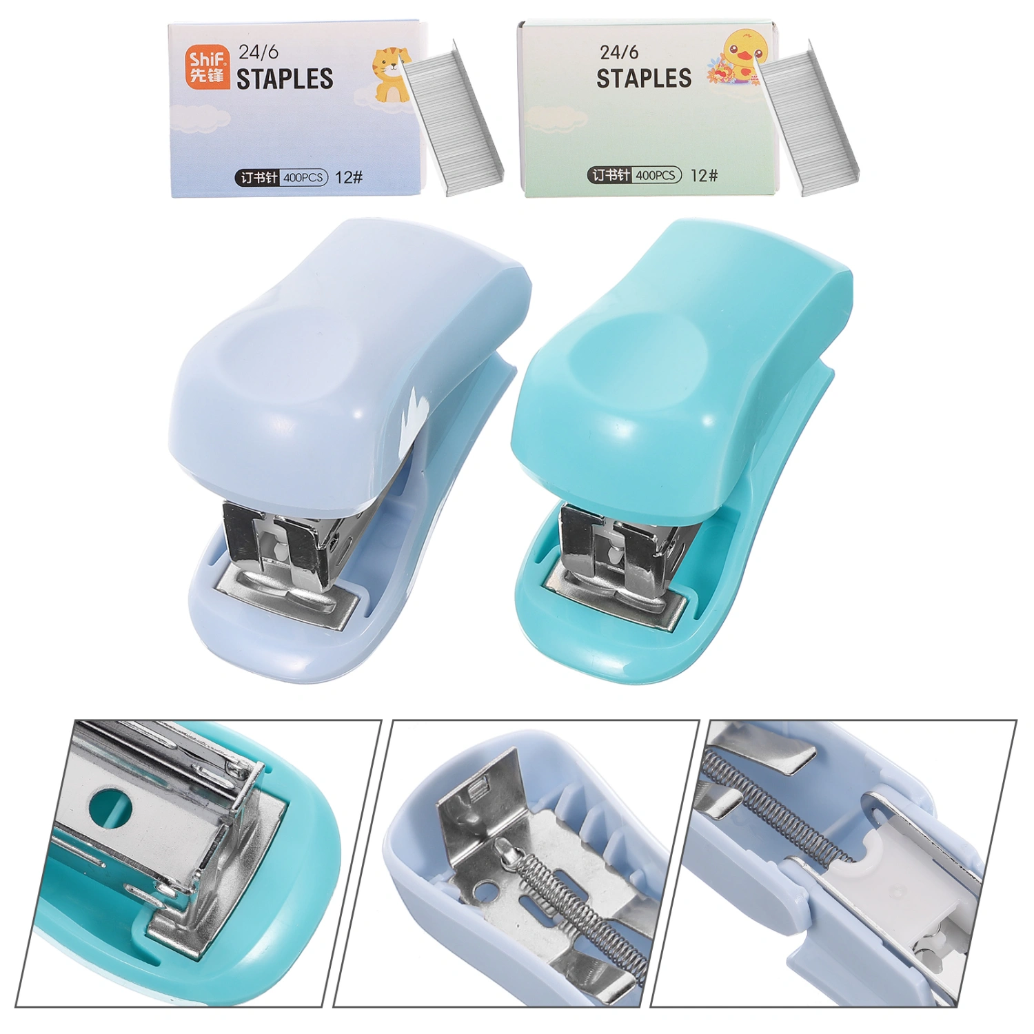 2 Sets of Professional Desk Staplers Multi-function Office Staplers Convenient Hand Staplers