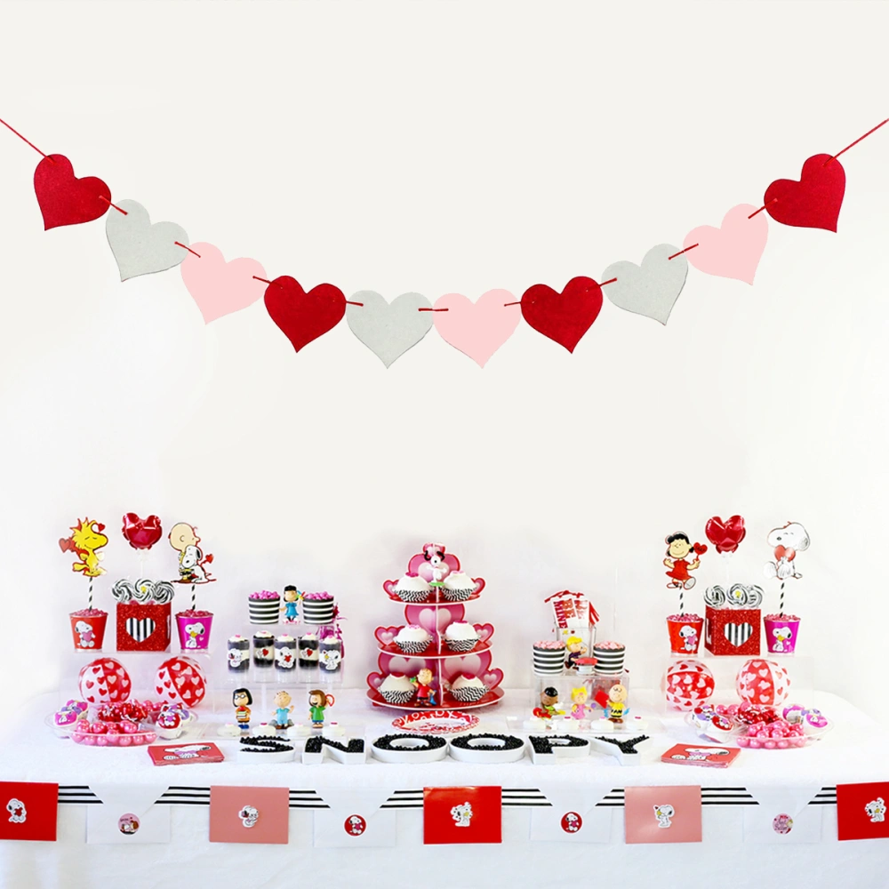 3pcs Heart Garland Banner Valentine's Day Party Decorated Bunting Hanging Banner