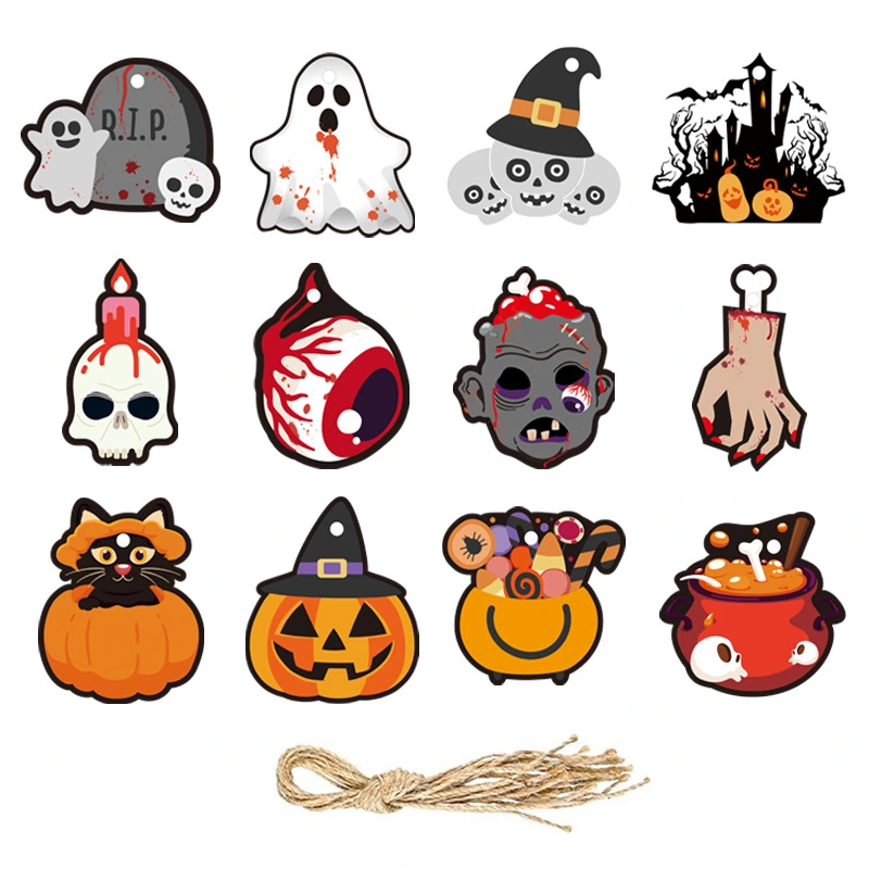 24Pcs Halloween Hanging Ornaments Party Haunted House Festival Scene Layout Prop