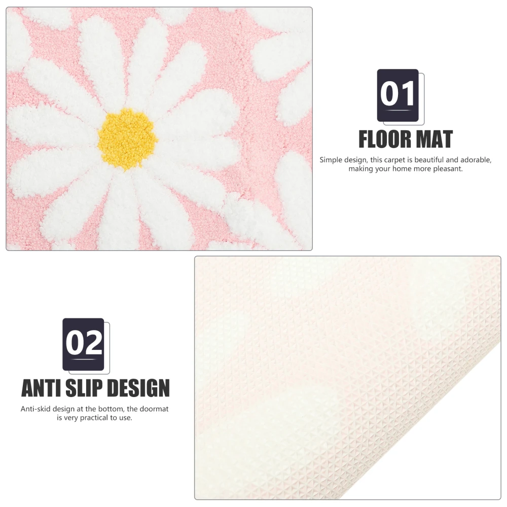 Household Entryway Mat Anti-skid Polyester Floor Mat Bathroom Use Water Absorbent Pad for Daily Use