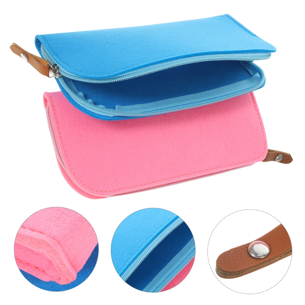 4Pcs Multi-function Stationery Bag Felt Pencil Pouch Handheld Storage Bag for Outdoors