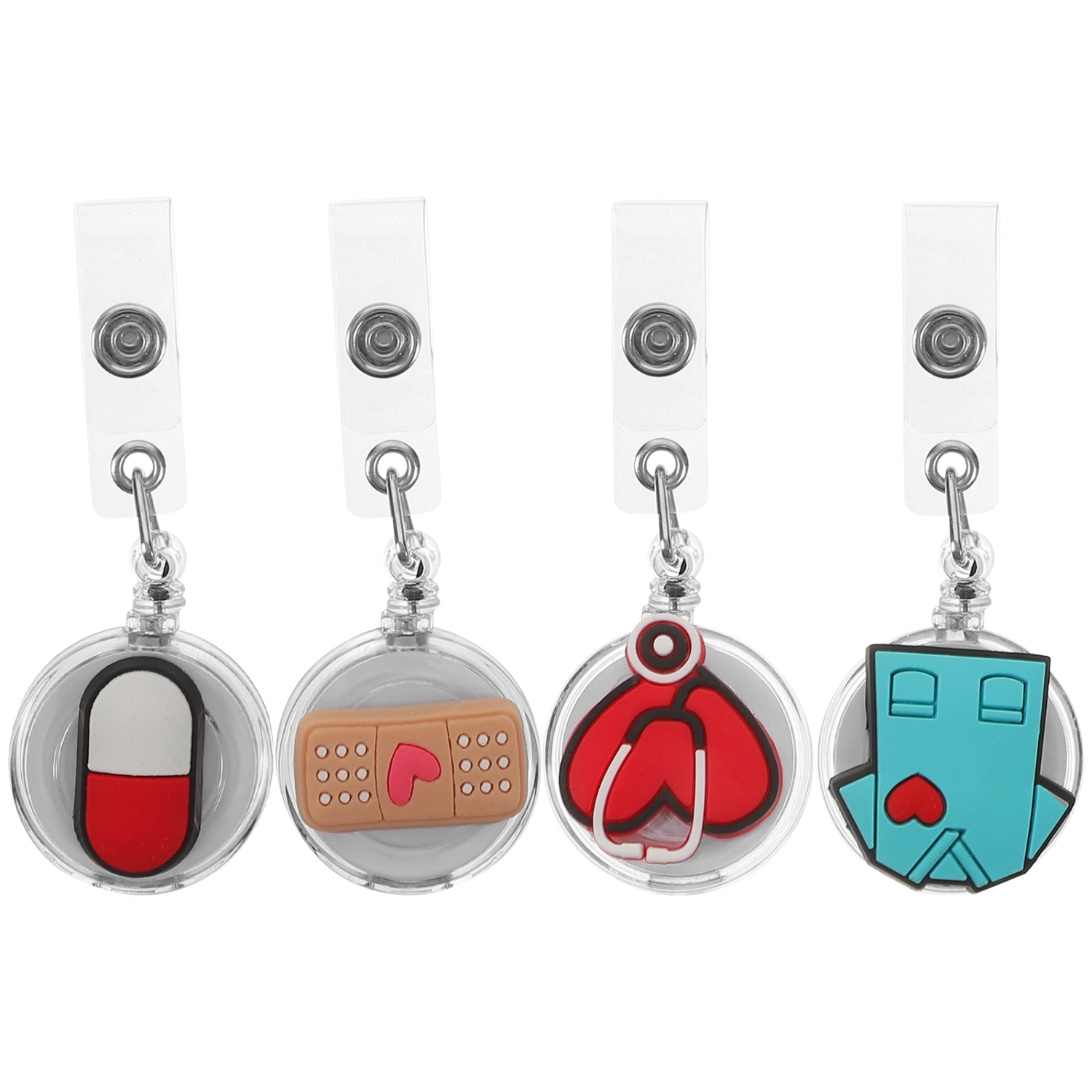 4Pcs Portable Badge Holders Reusable ID Card Holders Retractable Badge Buckles Portable Badges