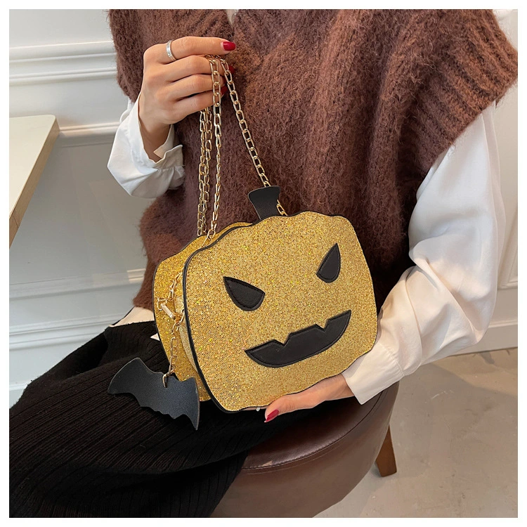 Pumpkin Shoulder Bag Halloween Pumpkin Purse Glitter Pumpkin Crossbody Bag for Girl