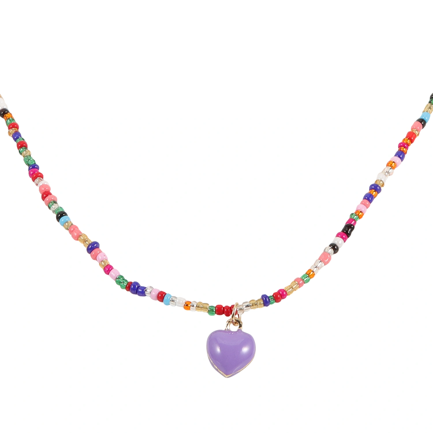 Women Necklace Teen Girls Beaded Necklace Heart Pendant Necklace Ladies Neck Jewelry