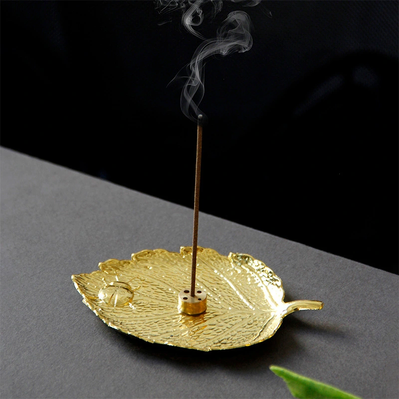 Leaf Shaped Incense Stick Tray Desktop Decorative Incense Burner Delicate Iron Incense Stick Plate