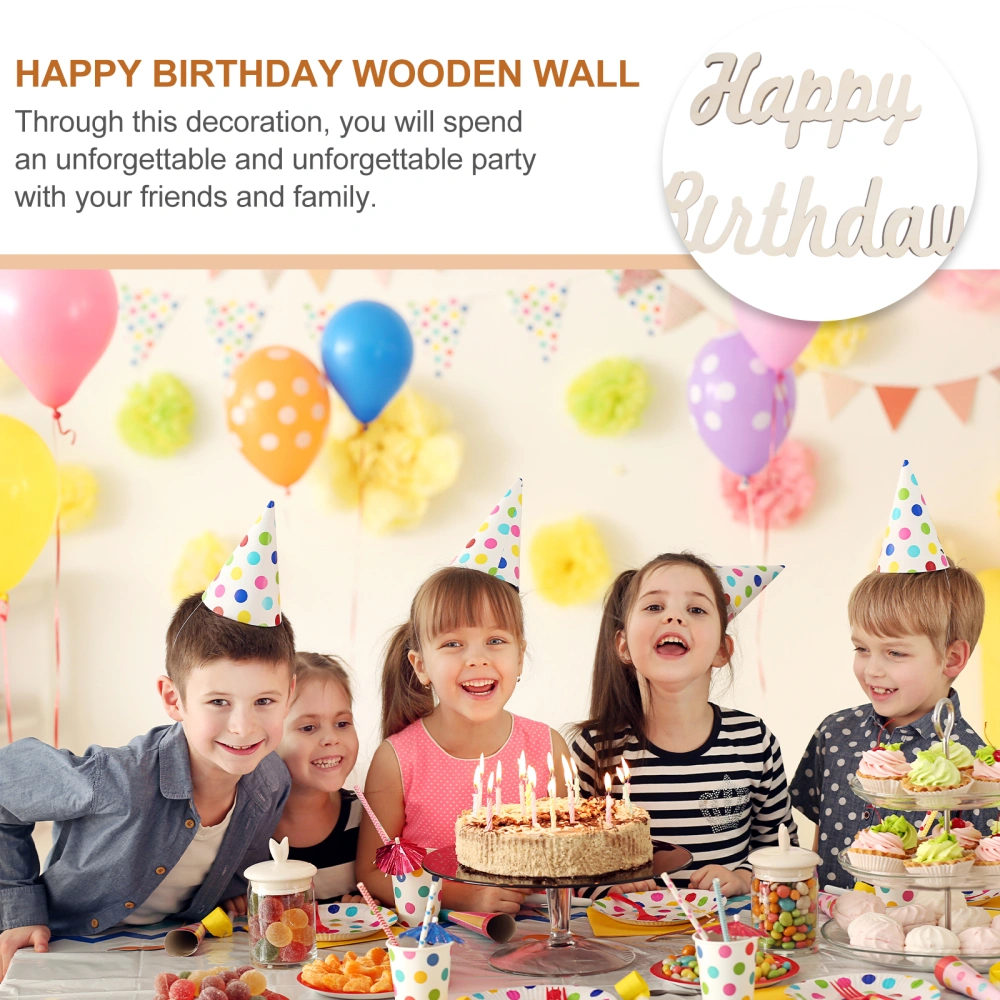 1 Set Wood Happy Birthday Cutouts Wall Stickers Happy Birthday Wood Sign Wall Decor