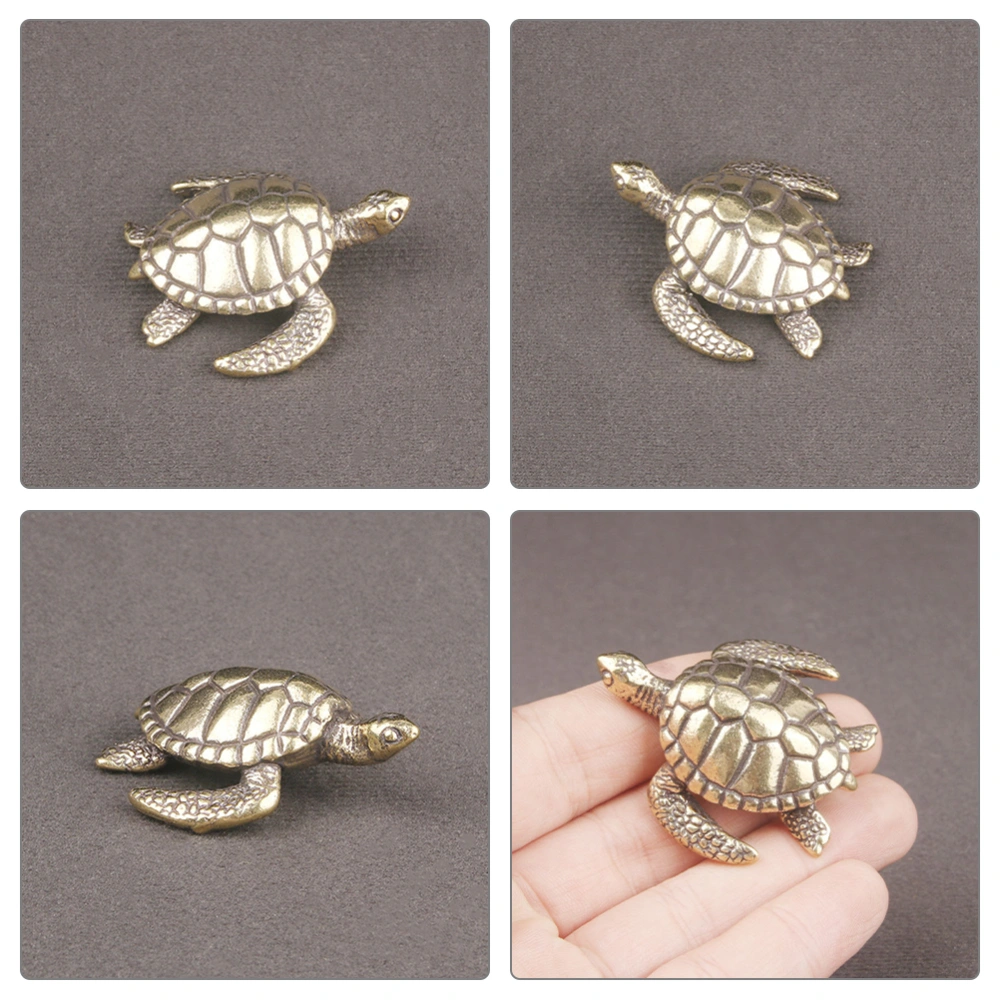 Brass Turtle Figurine Miniature Brass Animal Sculpture Tortoise Statue for Attract Wealth and Property