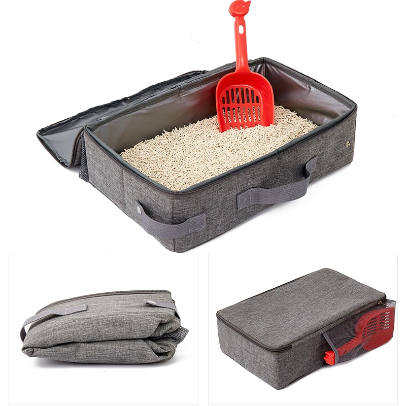 Foldable Cat Litter Box for Traveling Lightweight Cat Little Tray Cat Travel Toilet with Shovel