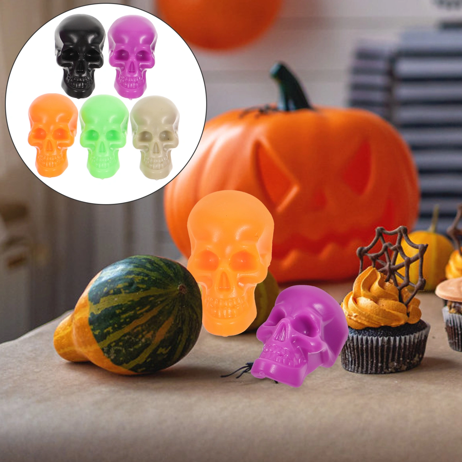 100Pcs Realistic Skeleton Skull Fake Skull Layout Props Halloween Mini Simulation Skull