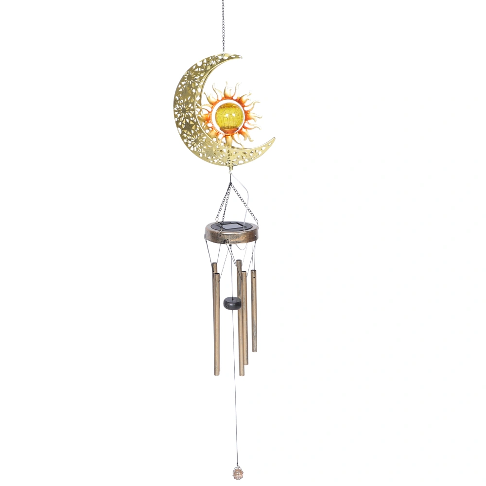 Solar Wind Chime Garden Solar Light Sun and Moon Wind Chime LED Light for Patio Yard Garden