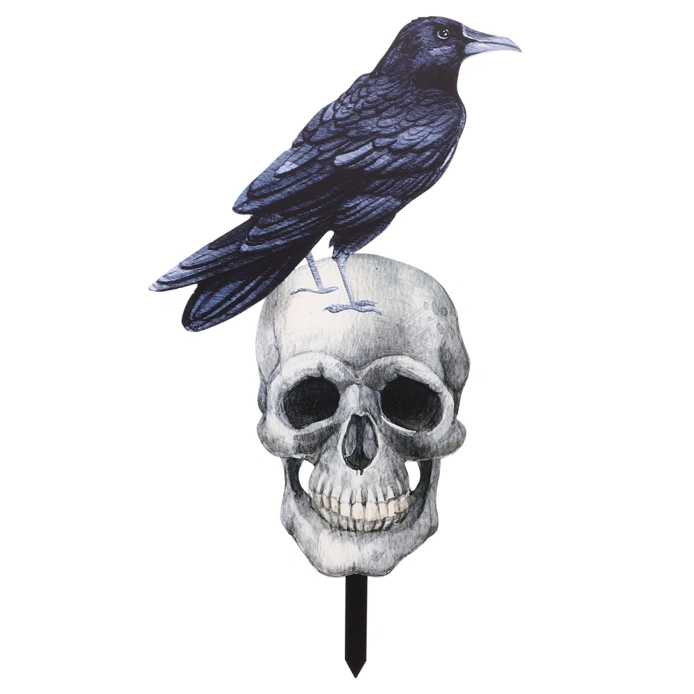 Halloween Yard Sign Skull Crow Sign Stake Decoration Halloween Themed Yard Sign Halloween Decor