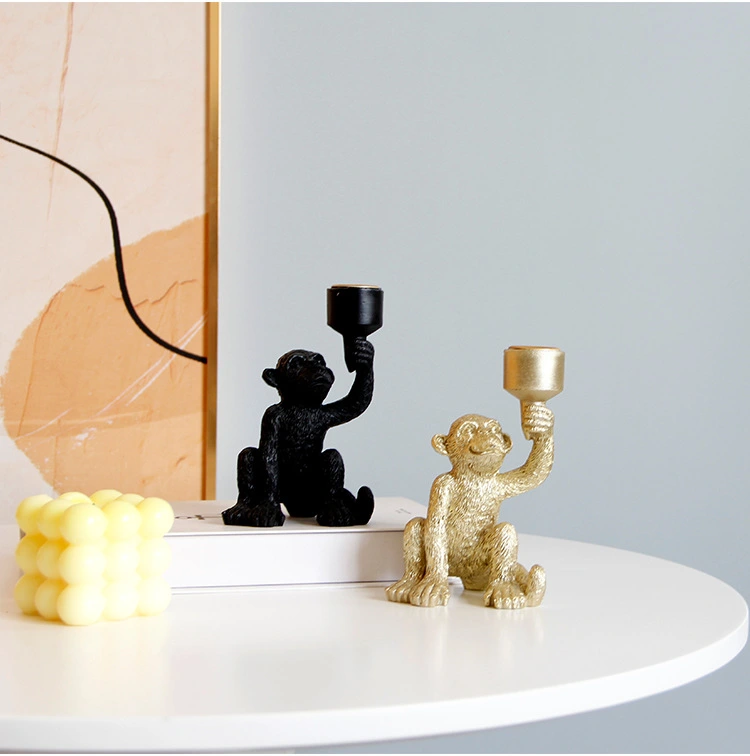 Resin Monkey Figure Pillar Candle Holder Desktop Monkey Shaped Tealight Holder Candle Holder