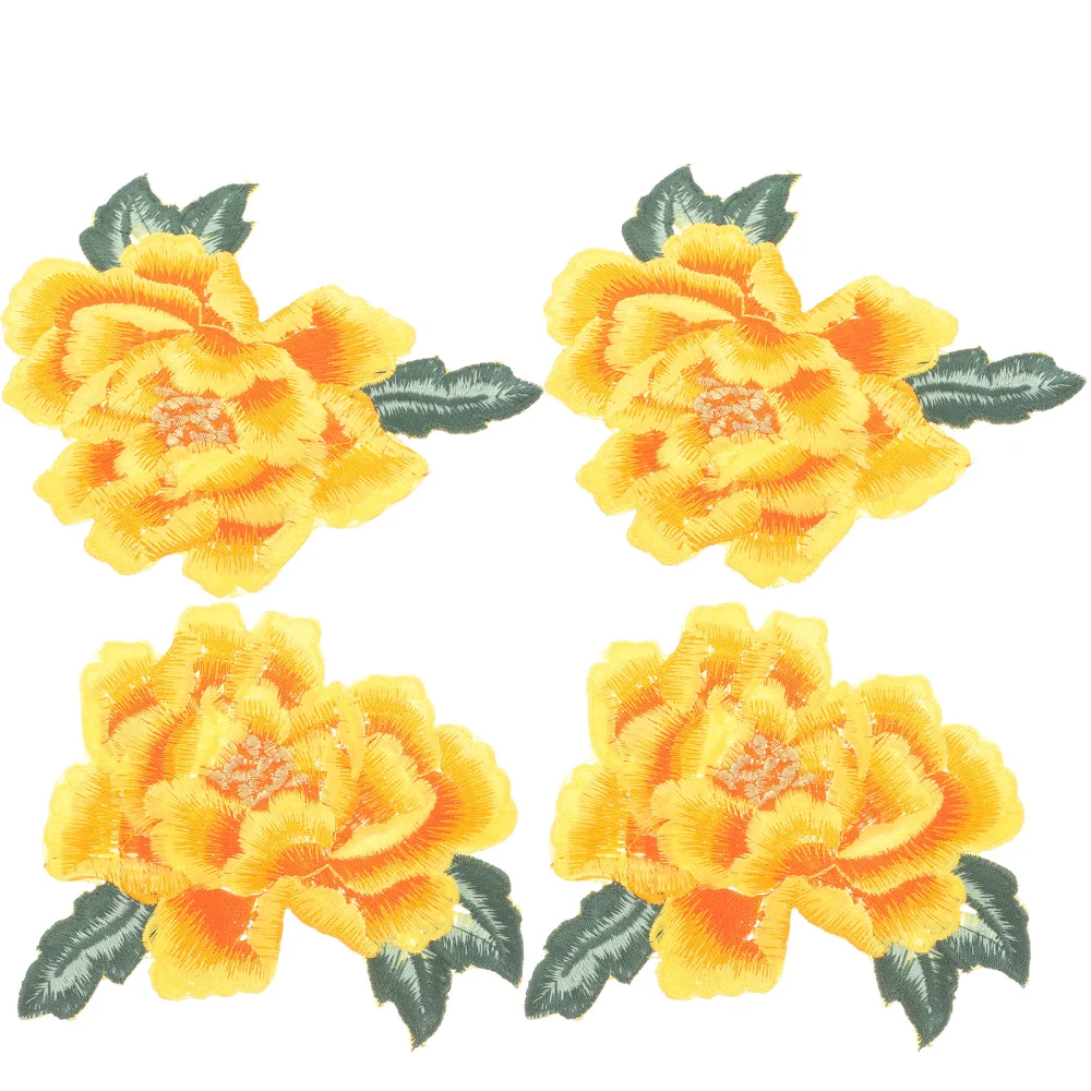 4pcs  Flower Sewing Patches DIY Clothing Appliques Iron On Embroidery Patches