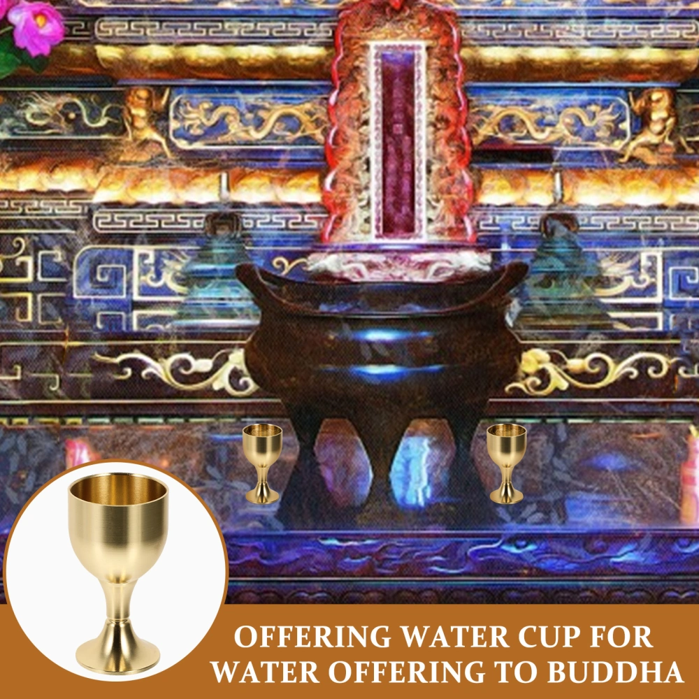 2pcs Copper Wine Cup Multi-functional Metal Goblet Simple Style Buddhist Worship Cup