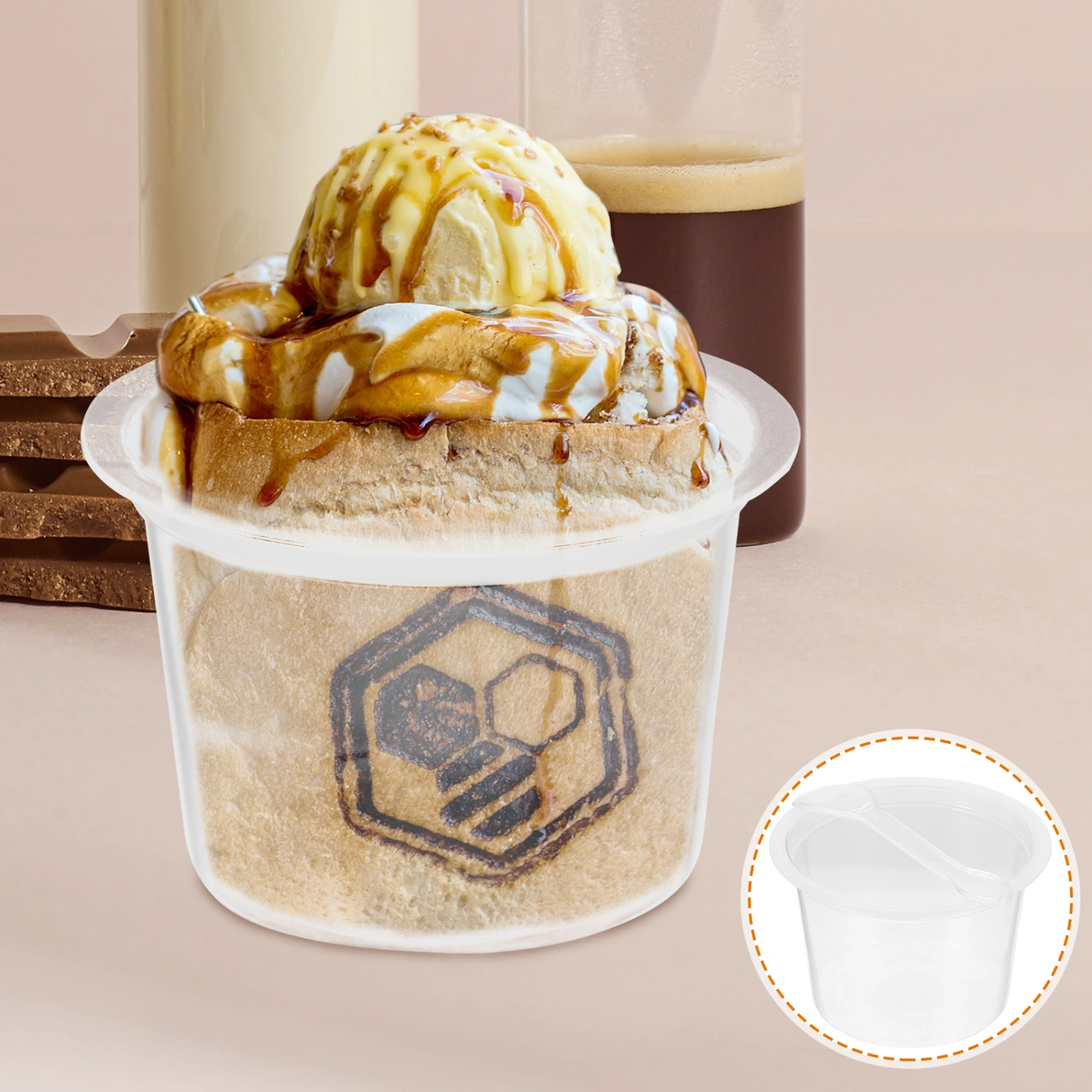 1 Set of Transparent Dessert Cups Multi-function Pudding Cups Household Dessert Cups with Spoons 250ml