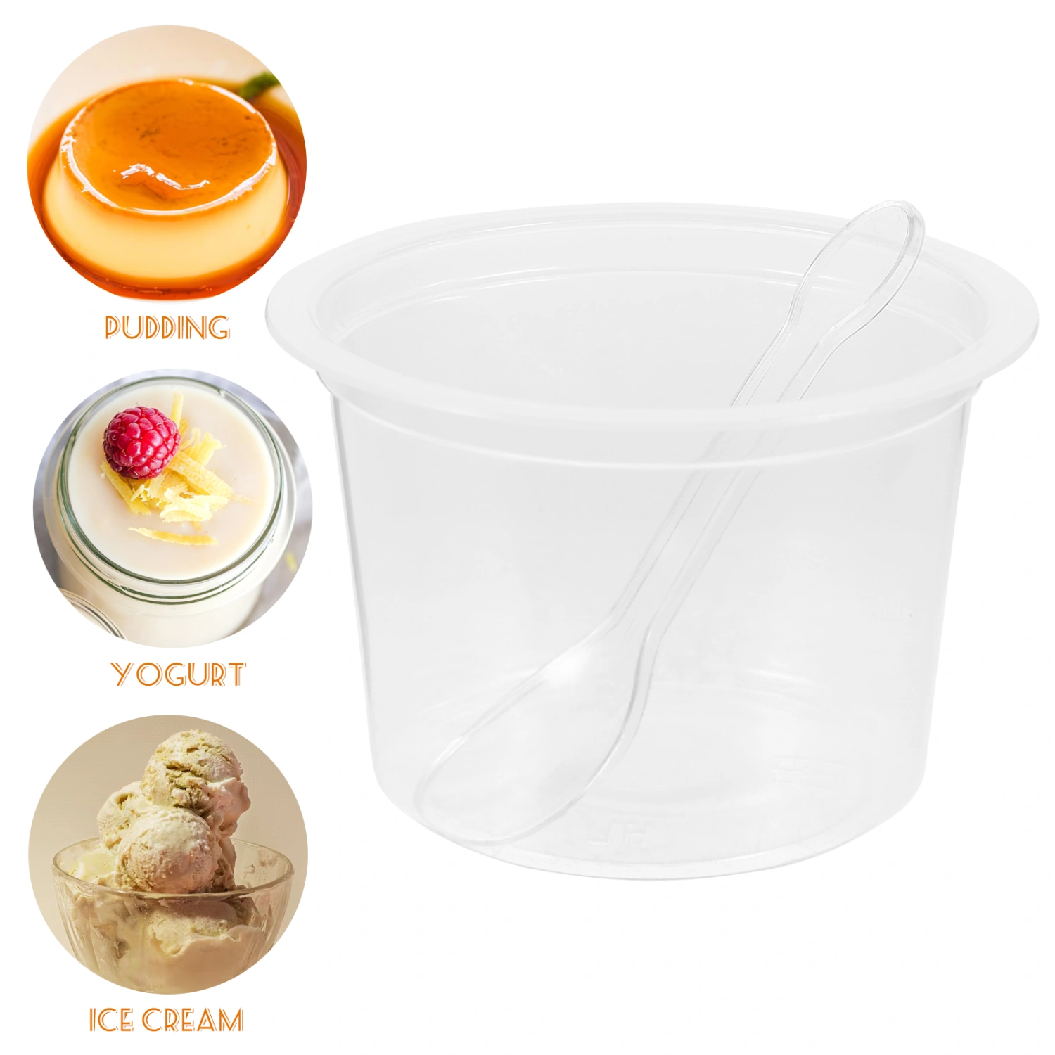 1 Set of Transparent Dessert Cups Multi-function Pudding Cups Household Dessert Cups with Spoons 250ml