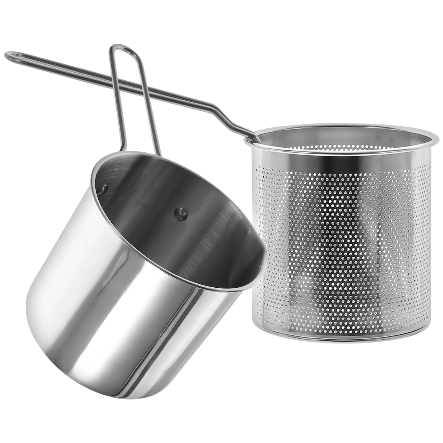 1 Set of Stainless Steel Frying Pot Small Frying Basket Food Frying Basket Pot Kitchen Frying Kit
