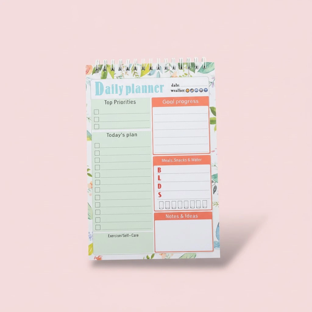 Daily Planner Notepad Spiral Binding Undated Planner Schedule Planner To Do List Planner