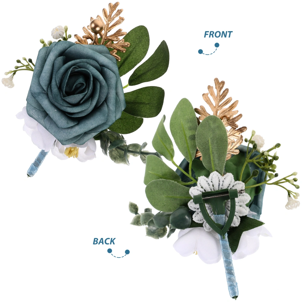 1 Set of Corsage and Boutonniere Set Artificial Flower Wrist Corsage Wristlet Bride Groom Fake Flower Boutonniere