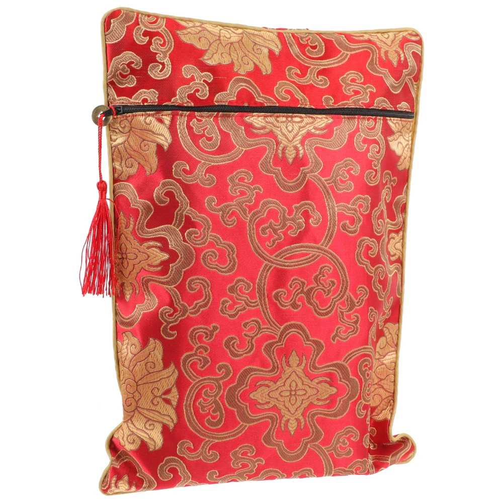 Brocade Embroidery Bag Buddhist Scripture Wrapping Pouch Chinese Style Bag for Temple