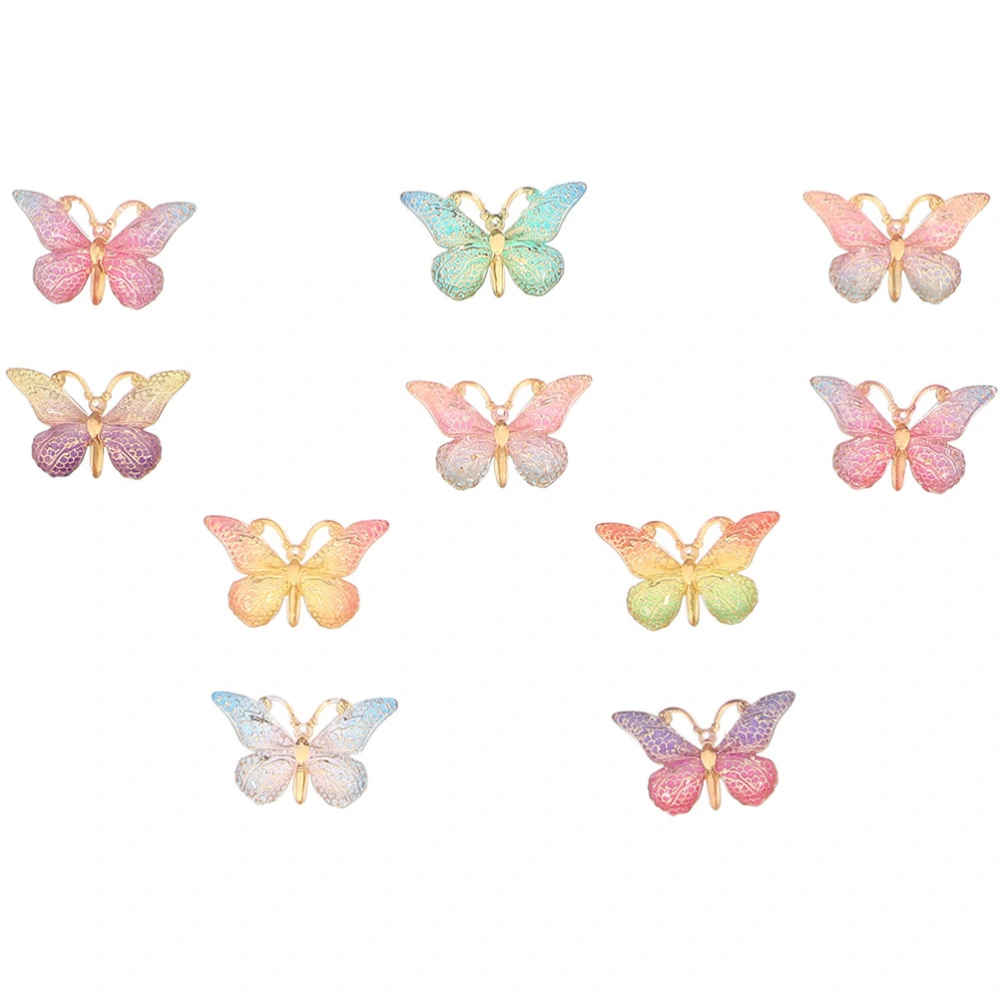 10pcs Butterflies Shape Resin Charms DIY Phone Case Charms Jewelry Ornament