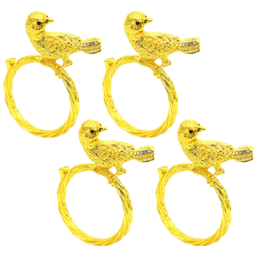 4pcs Bird Napkin Buckles Dining Table Napkin Rings Decorative Party Napkin Rings