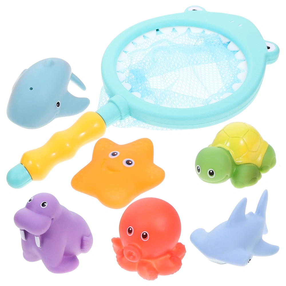 1 Set of Kids Bath Toy Fishing Animals Toys Bath Playing Set with Fishing Net Bathtub Toys Set