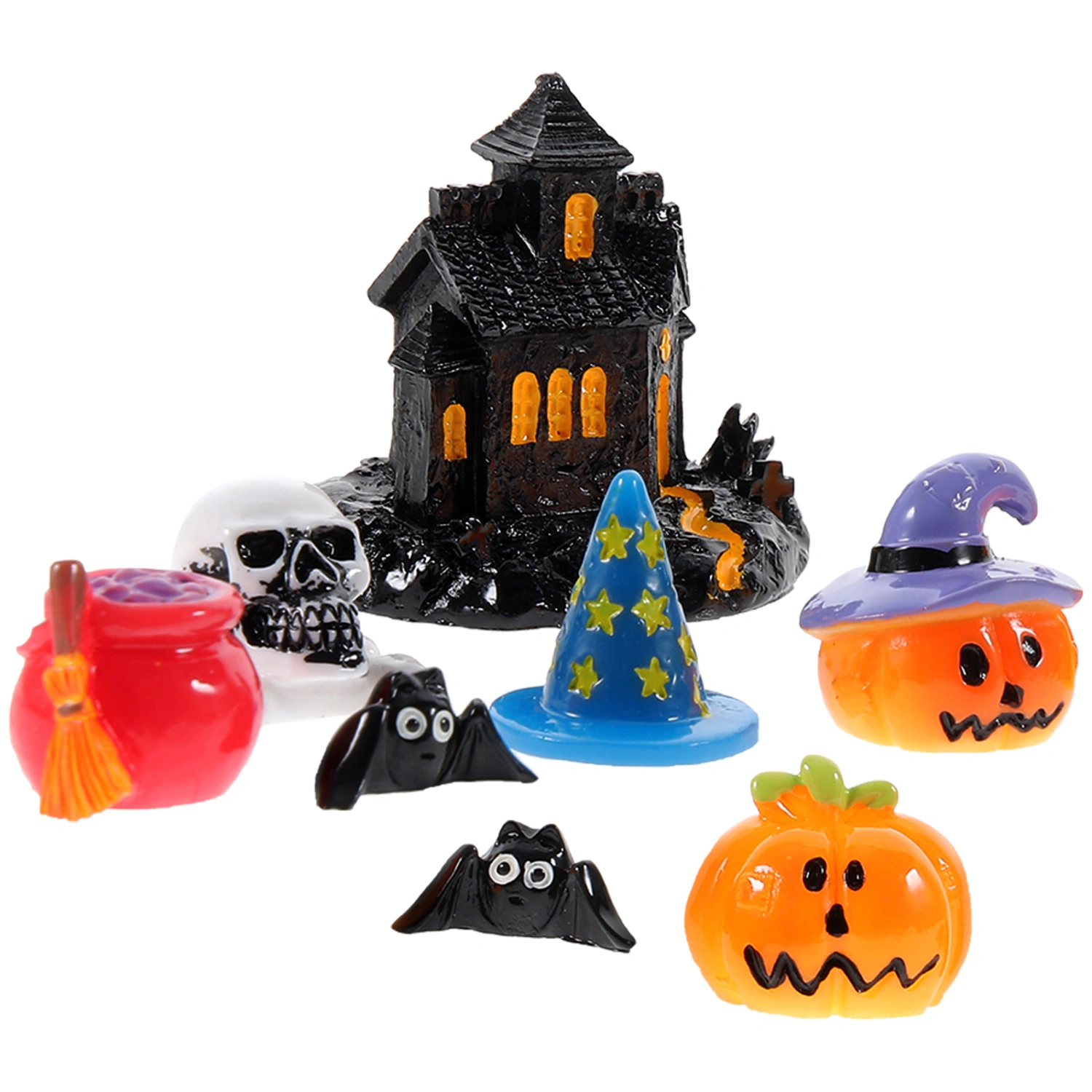 1 Set Halloween Miniatures Pumpkin Witch Hat Ornaments Holiday Micro Landscape Decoration