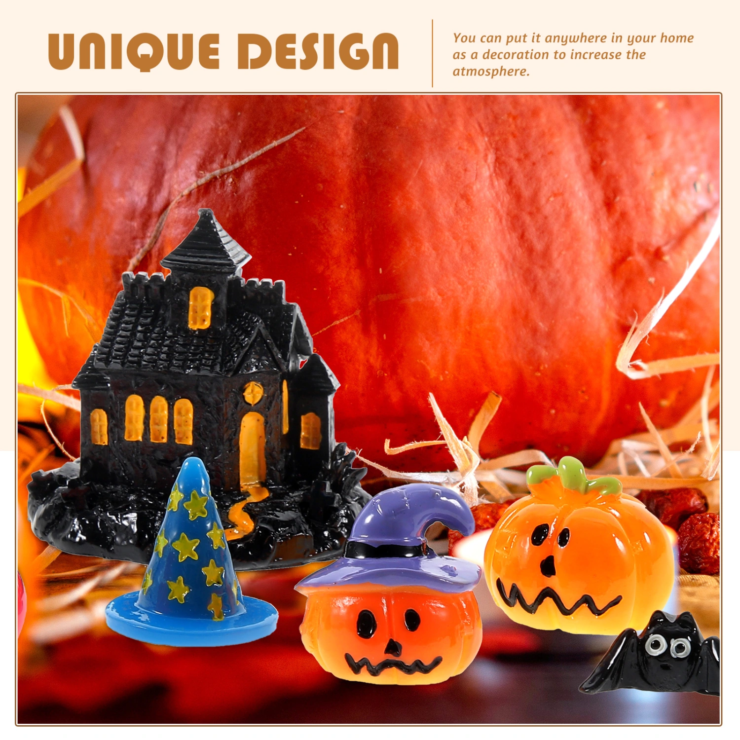 1 Set Halloween Miniatures Pumpkin Witch Hat Ornaments Holiday Micro Landscape Decoration
