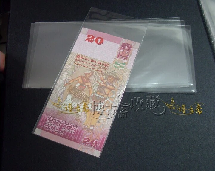 50Pcs Transparent Bill Money Bags Banknotes Holders Commemorative Banknote Sleeve Bags