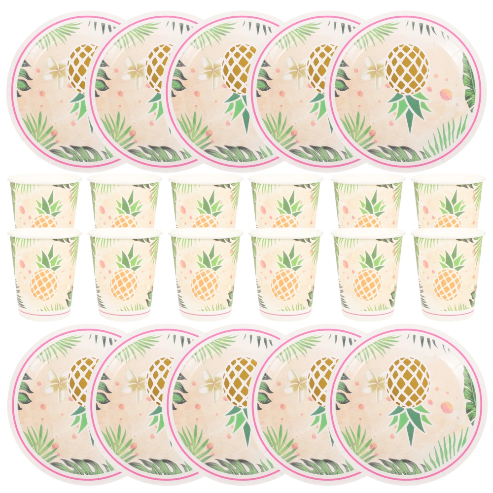 40pcs Tropical Party Paper Cups Plates Festival Dinnerware Hawaiian Party Decorations