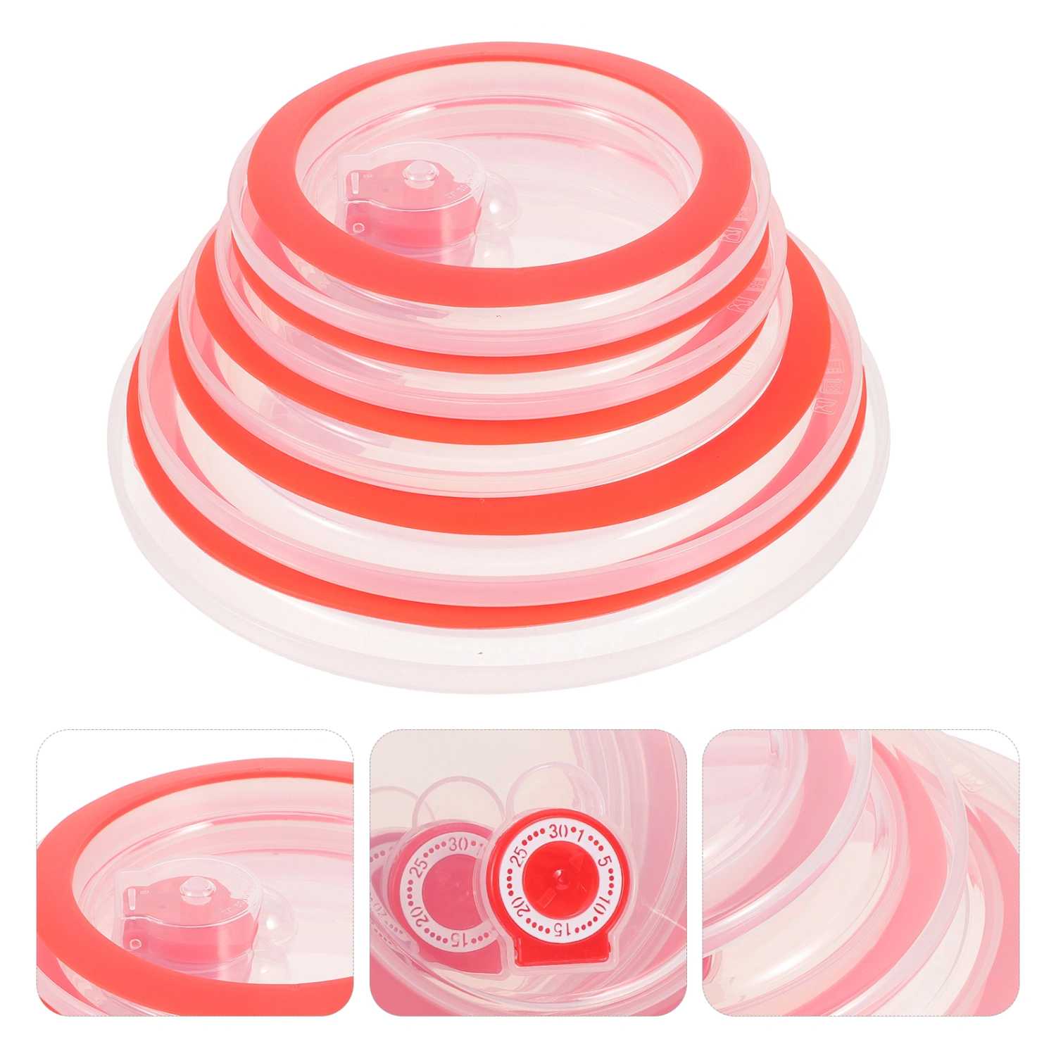 5pcs  Food Bowl Cover Plate Cover Easy Grip Lid Food Cover Transparent Meal Heat Preservation Cover